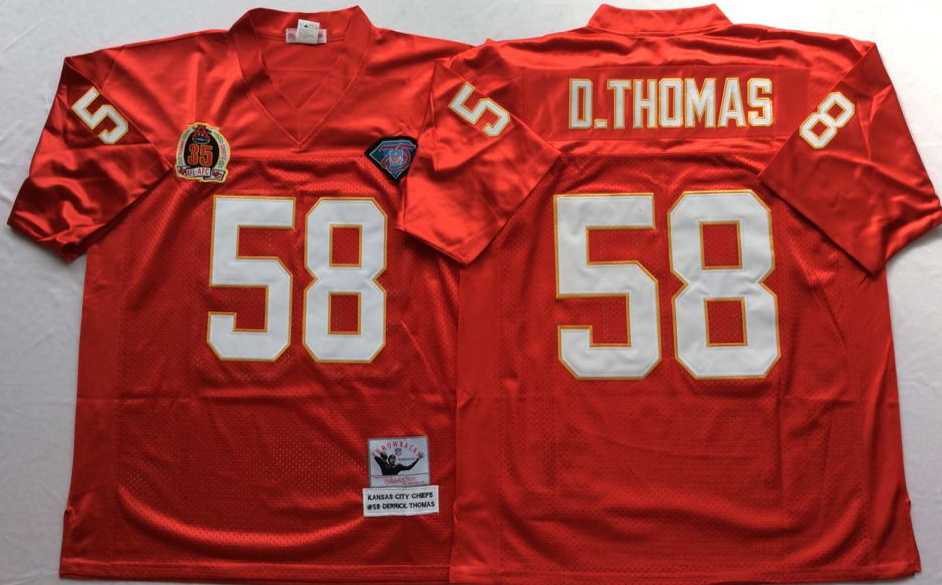 Chiefs 58 Derrick Thomas Red M&N Throwback Jersey->nfl m&n throwback->NFL Jersey